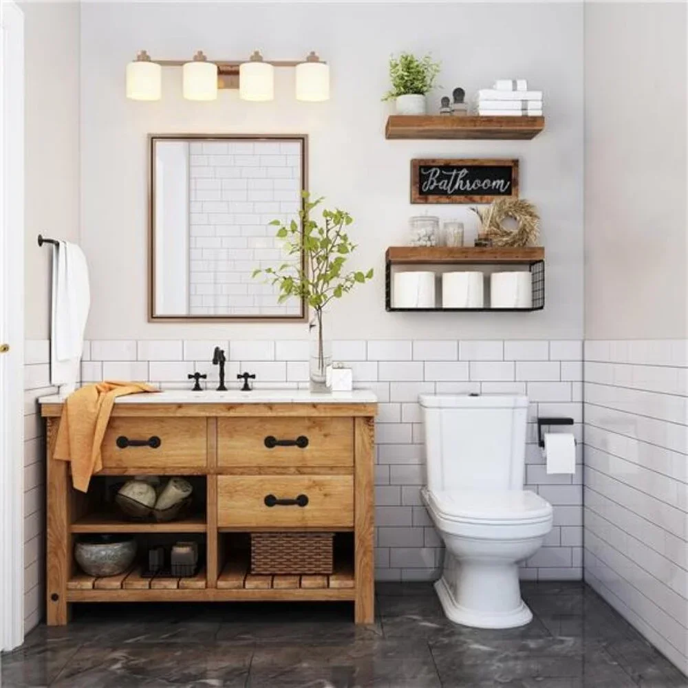 ‎Bathroom Shelves Over Toilet - Paper Storage Wall Mounted Farmhouse Decor